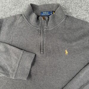 Polo Ralph Lauren Men's Estate Rib 1/4 Zip Pullover Sweater XL Gray Preppy